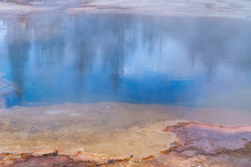 Hot Spring in Yellowstone. Morning Glory Pool in Yellowstone National Park of Wyoming