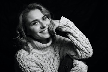 Black and white portrait of a beautiful woman