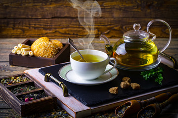 Tea on the old background