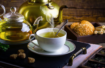 Tea on the old background