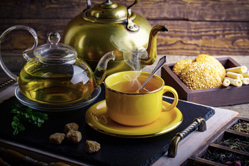 Tea on the old background