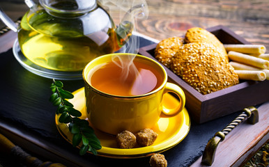 Tea on the old background
