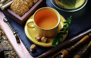 Tea on the old background