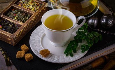 Tea on the old background