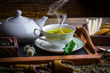 Tea on the old background