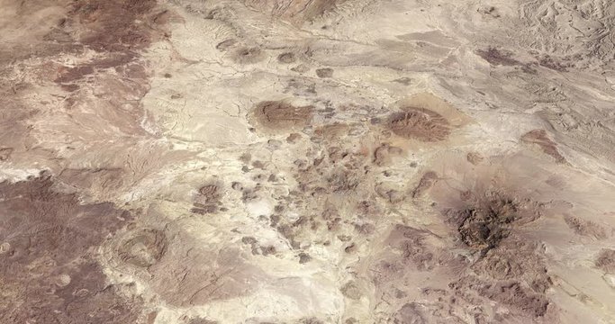 Very high-altitude circular tracking shot of the Rio Grande Valley. Reversible, seamless loop. Elements of this image furnished by NASA