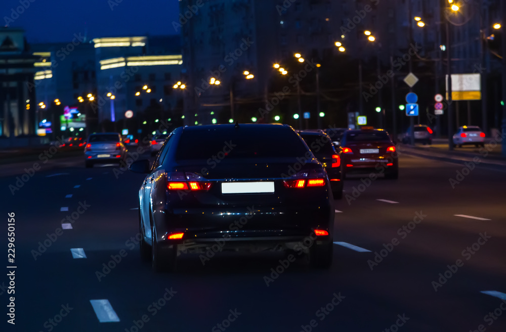 Canvas Prints Car traffic at night on the avenue