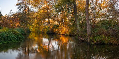 Fototapeta na wymiar Rzeka Rawka, Jesienny świt nad rzeką