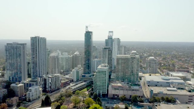 Sydney chatswood center buildings drone footage