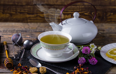 Tea on the old background