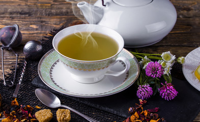 Tea on the old background