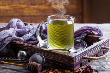 Tea on the old background