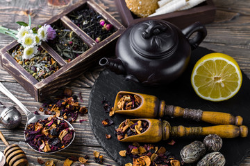 Tea in a cup on an old background