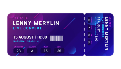 Concert entrance vector ticket templates. Party event elegant flyer design show. Music pass invitation