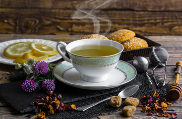 Tea on the old background