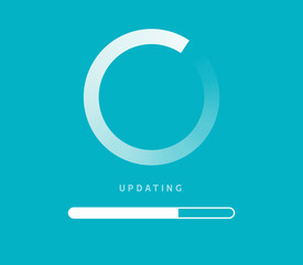System software update or upgrade. Application loading process symbol web screen. Vector computer technology - obrazy, fototapety, plakaty