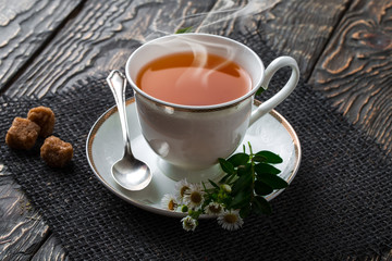 Tea on the old background