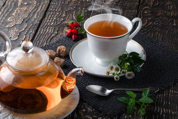 Tea on the old background