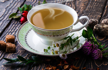 Tea on the old background