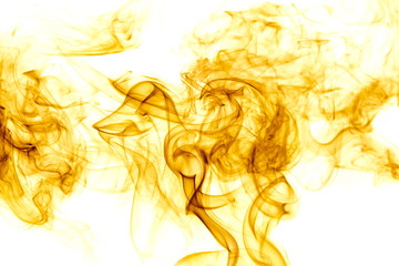 Yellow smoke on white background