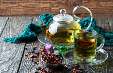 Tea on the old background