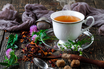 Tea on the old background