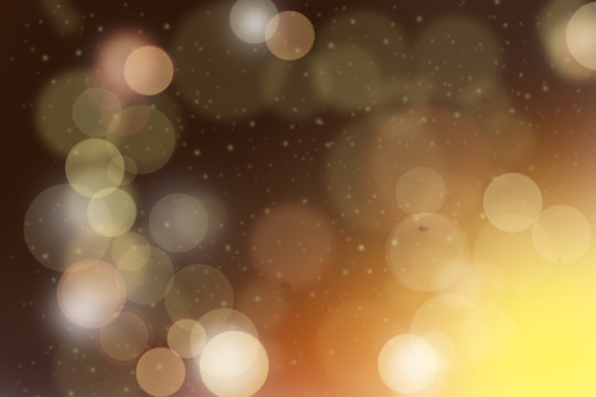 Orange and yellow abstract bokeh background Christmas and Happy new year on blurred bokeh
