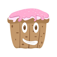 Isolated happy cupcake cartoon character. Vector illustration design