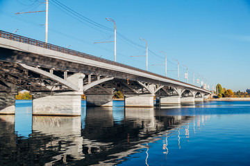 Chernavsky bridge over Voronezh river at sunny autumn