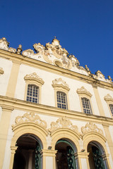 Fototapeta na wymiar Vertical Facade of an ancient church in perspective