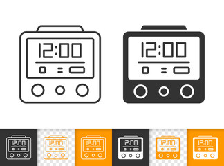 Alarm Clock simple black line vector icon
