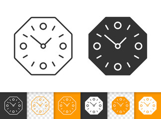 Wall Clock simple black line vector icon