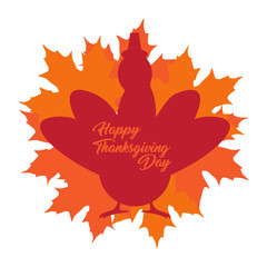 Thanksgiving day label with a turkey silhouette. Vector illustration design