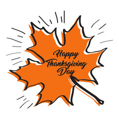Sketch of an autumn leaf. Happy thanksgiving day. Vector illustration design
