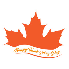 Autumn leaf and text. Thanksgiving day. Vector illustration design