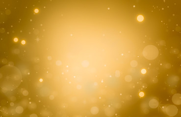 Christmas glowing Golden Background with Abstract bokeh Glitter Background With Blinking Stars and sparks.