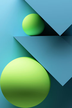 Turquoise background with geometric shapes