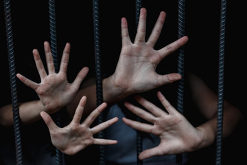Stop trafficking and violence girl and child in iron prison,