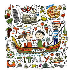 Travel to Italy. Greeting card for your design