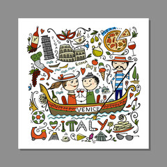 Travel to Italy. Greeting card for your design