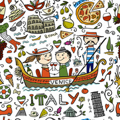 Travel to Italy. Seamless pattern for your design
