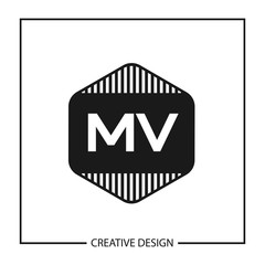 Initial Letter MV Logo Template Design