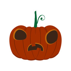 Isolated confused halloween pumpkin. Vector illustration design