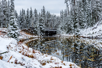 Obraz na płótnie Canvas bridge first snow