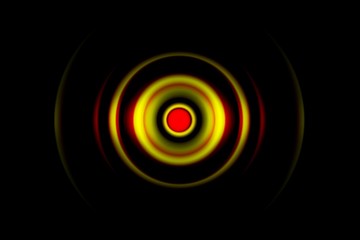 Yellow digital sound wave or circle signal, abstract background