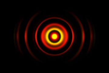 Red digital sound wave or circle signal, abstract background