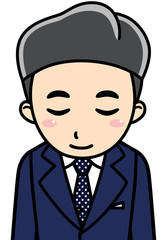  男性会社員サラリーマンの挨拶、お辞儀