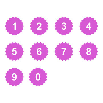 Purple Numbers Set Isolated Vector 