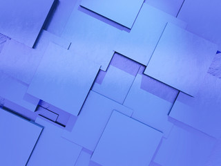 Surface made of rough blue cubes. Abstract background. 3d render