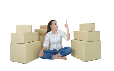happy woman, business for delivery object into new home